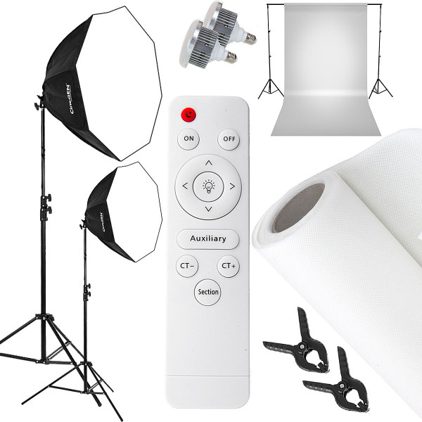 BaseLStudio Kit 2x Octa 60cm 50W LED Background