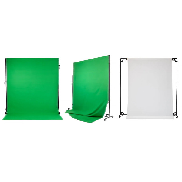 Mobiles Schwarzgestell mit Rollen  i  Green Screen