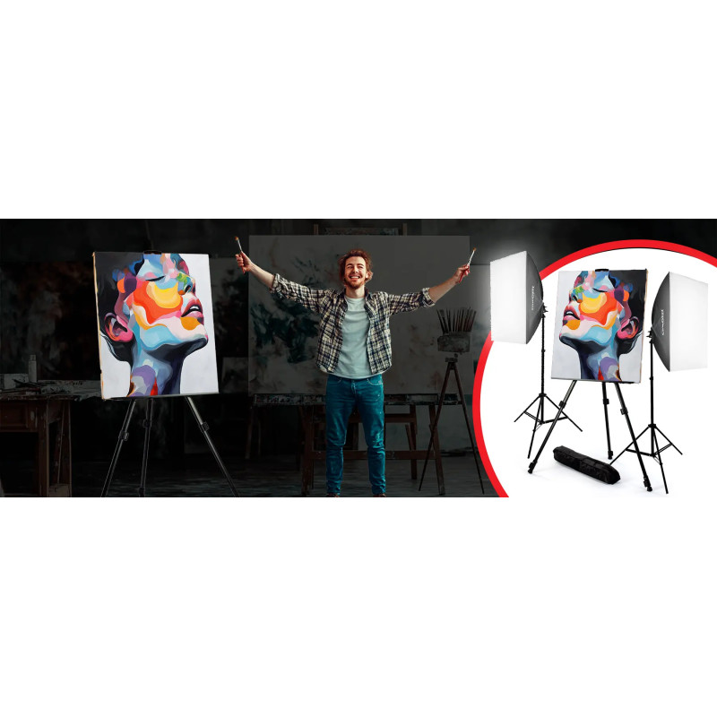 Мольберт 160 см + 2 лампи Softbox 50x70 85 Вт
