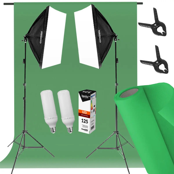 Keylights-Set 2x40x60 cm 125W LED mit Greenscreen