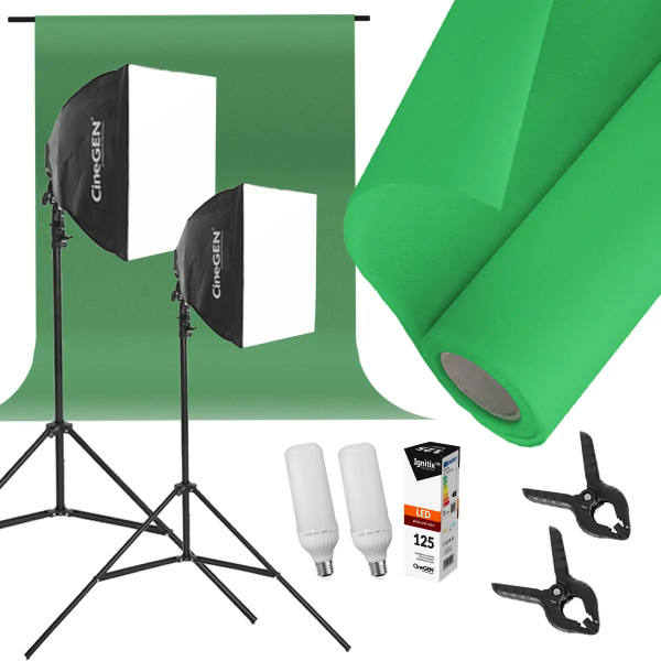 Keylights-Set 2x 50x50cm 125W LED Greenscreen Studio