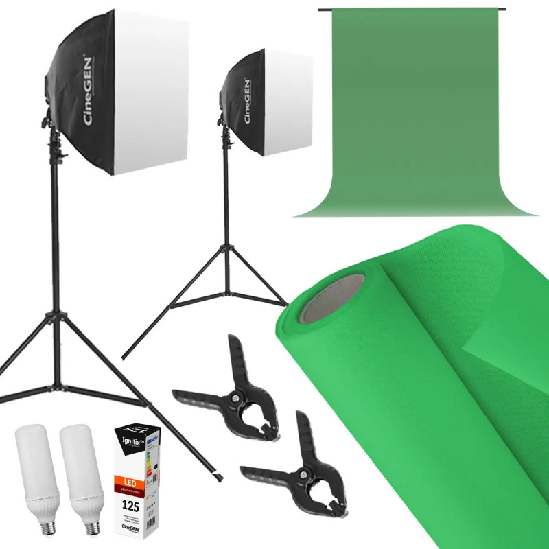 Набір Keylights 2x125Вт LED + зелений фон 40x40см