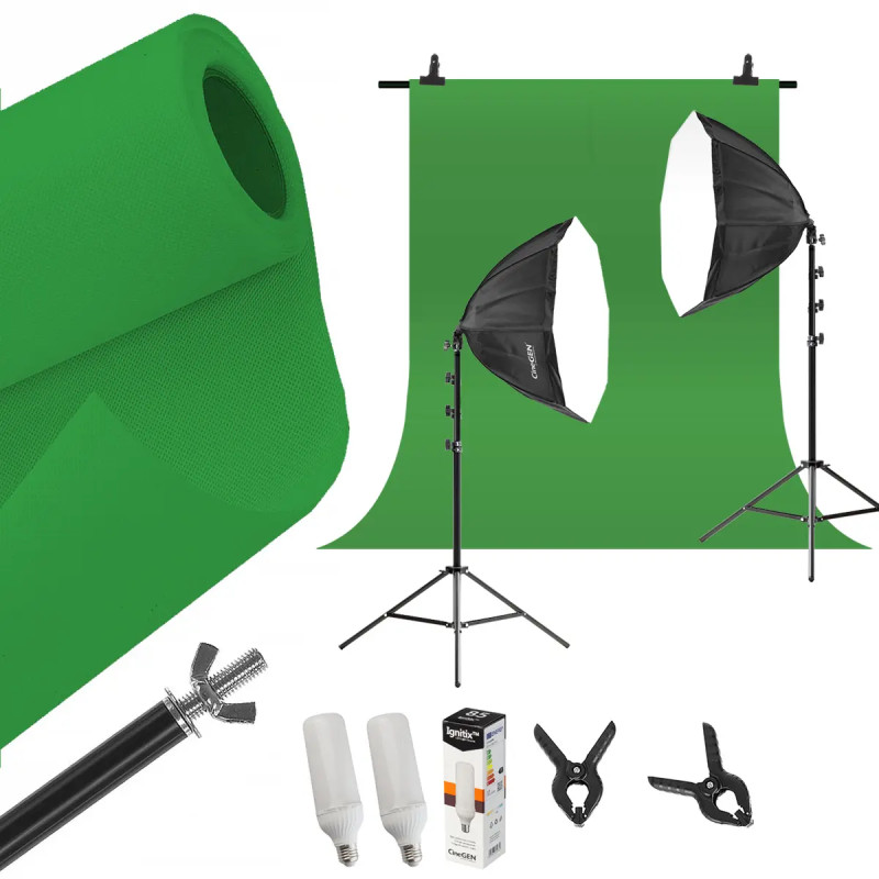 85W LED Keylight Kit with Green Screen 60cm Octa