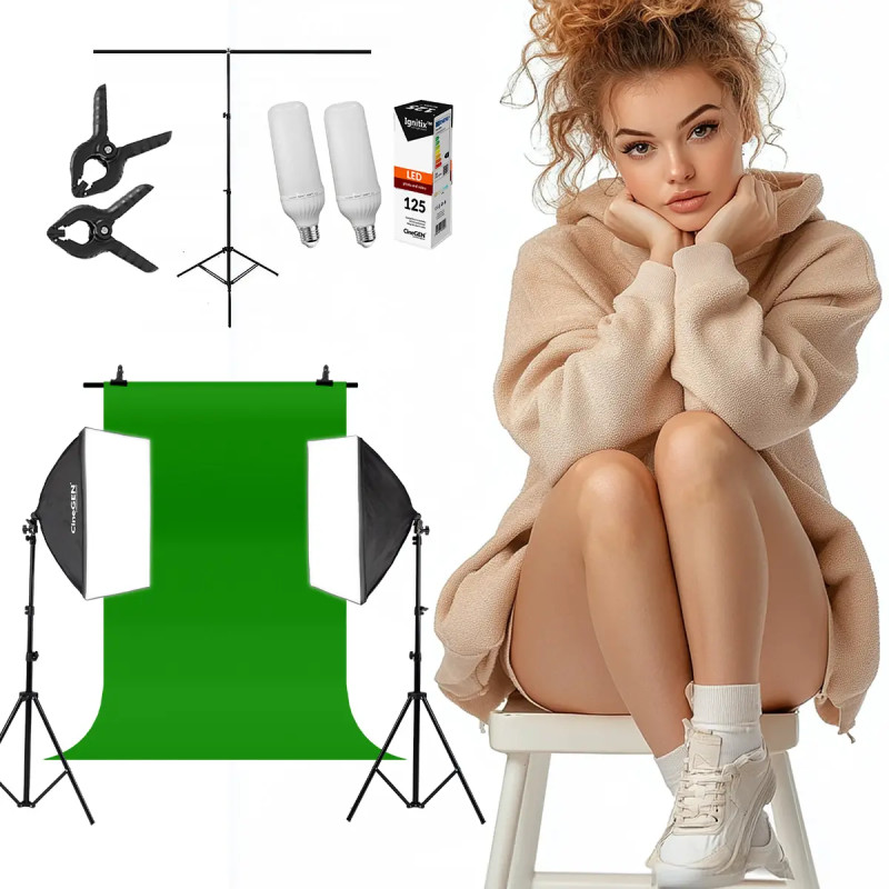Набір Keylights™ 2x60x60см 125Вт LED + зелений фон