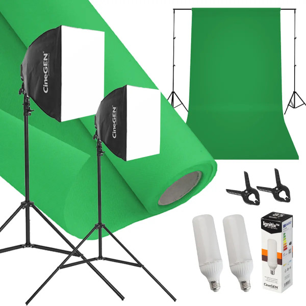 Набір для фотостудії 2x125Вт LED + зелений фон