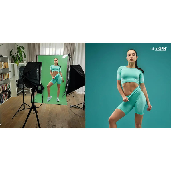 Zestaw z tłem StudioLights 2x LED 85W GreenScreen