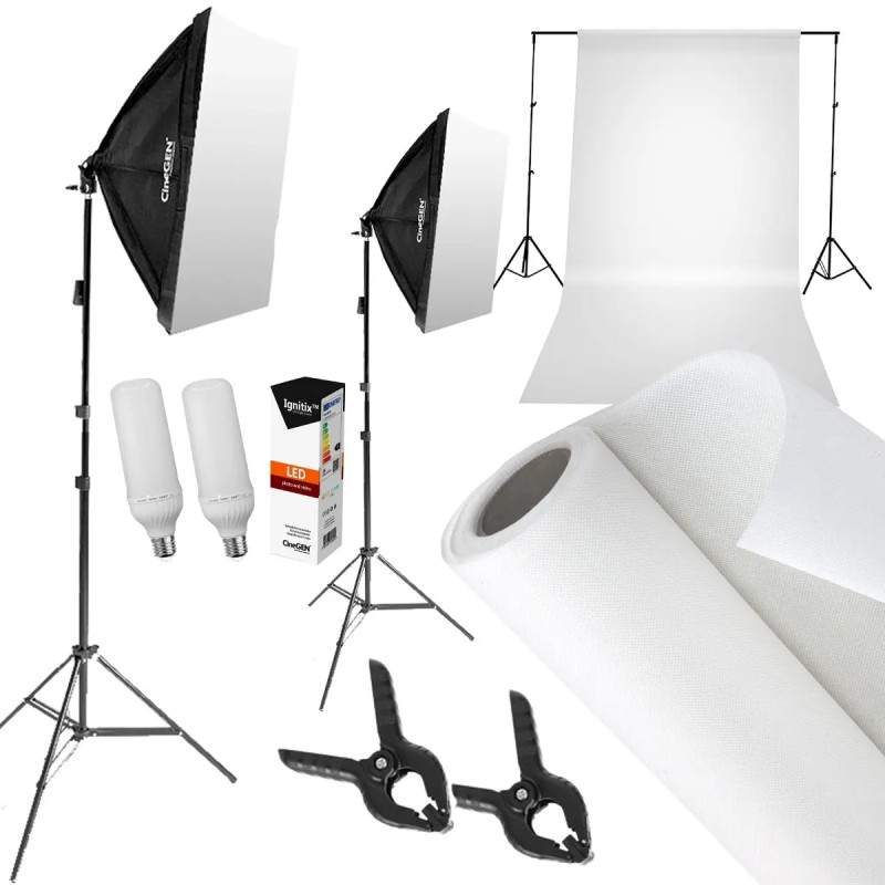 Studio-Set 2x Softbox 50x70 cm  i  85W LED