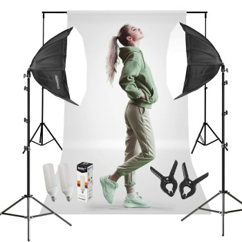 StudioLights 2x Octa 60cm 85W LED Kit + Backdrop