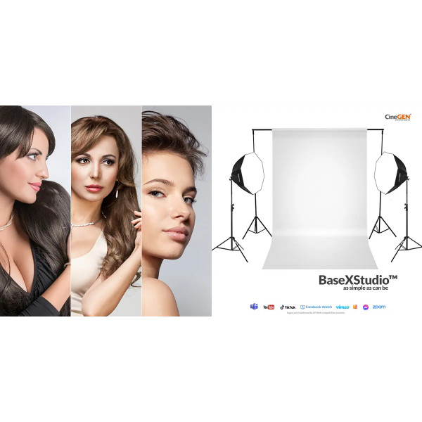 StudioLights 2x Octa 90cm 125W LED Kit + Background