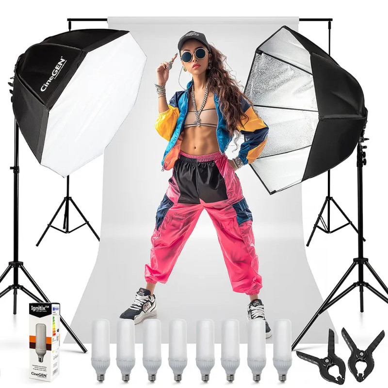 Zestaw ProSetup 8x125W LED octa 80cm do studia