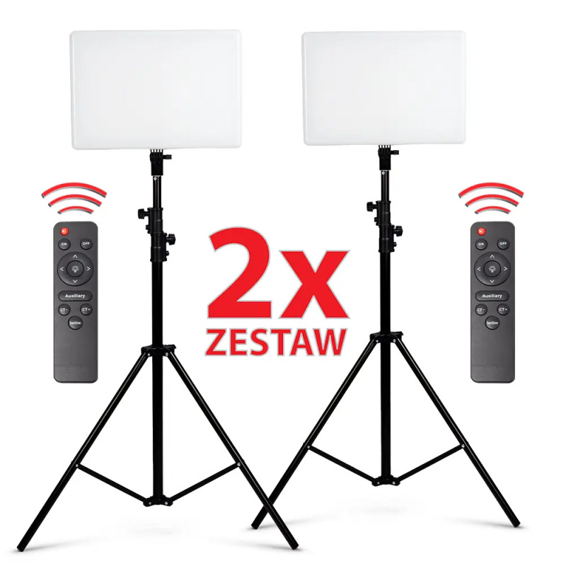 Zestaw 2 lamp LED panelowych na statywie CineGEN