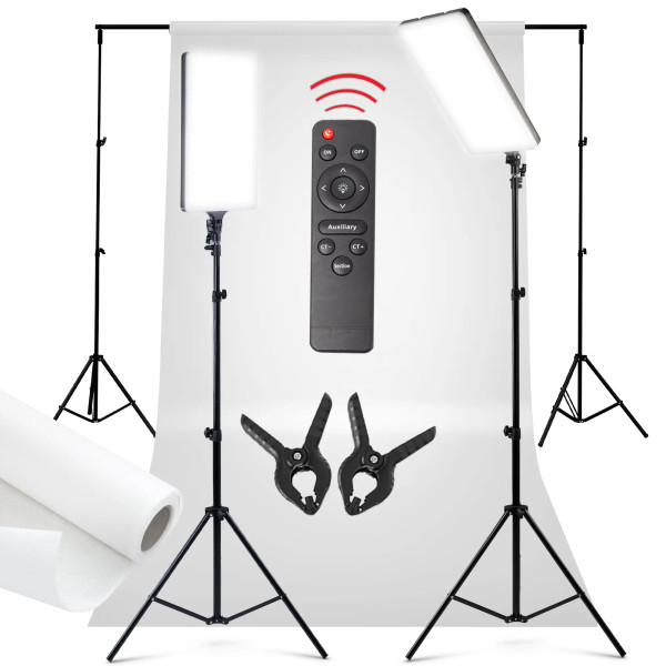 Zestaw studyjny białe tło + 2x lampa LED 240