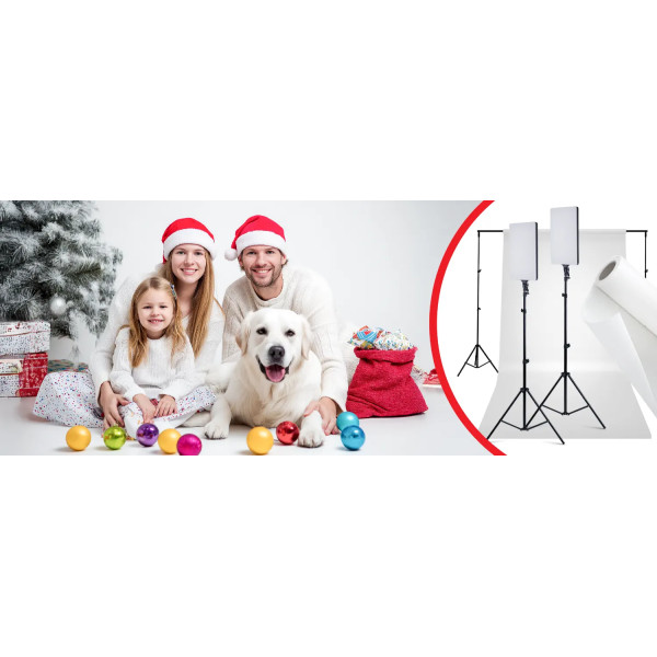 Zestaw studyjny białe tło + 2x lampa LED 240