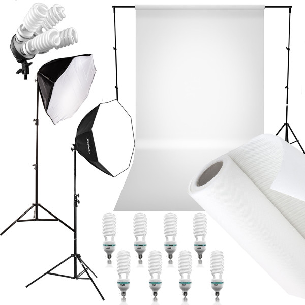 Zestaw z tłem DELUXStudio 8x125W OCTA 80cm