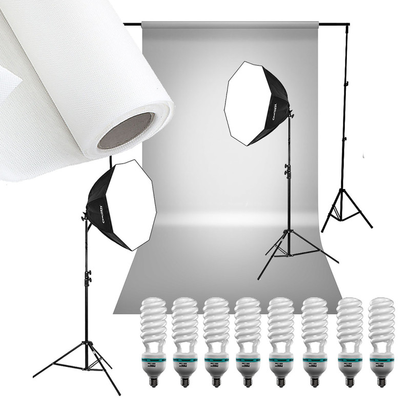 Zestaw z tłem DELUXStudio 8x125W OCTA 80cm