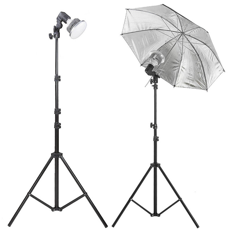 Greenscreen Set 110cm + 2x50W LED-Leuchten, silber