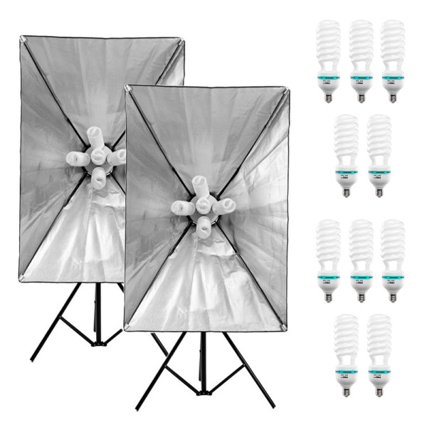 Zestaw 2x Softbox 80x120 cm 10x65W na statywach